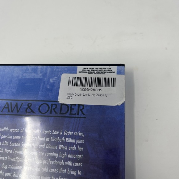 Law & Order: the Twelfth Year (DVD, 2001) 2001-2002 Season 12 - Picture 5 of 5
